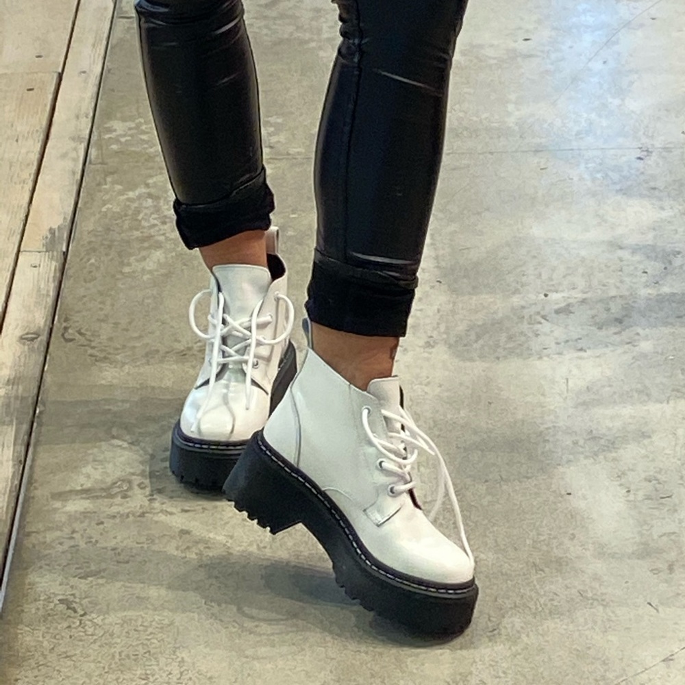 White Steve Madden lug bootie ( Larkin )